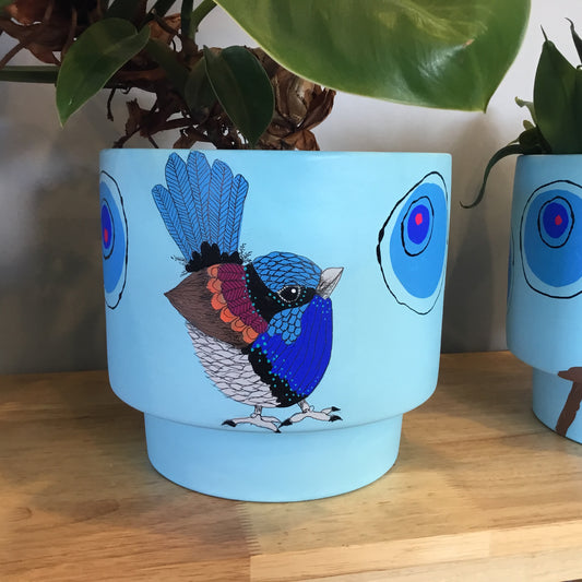 Handpainted ceramic cover pot